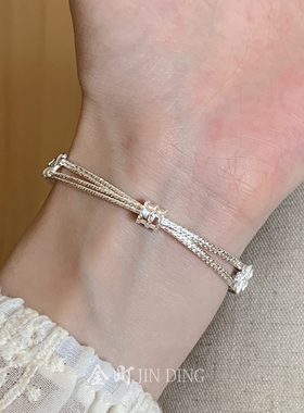 金町胖福多宝盘缠手链999纯银女小蛮腰手镯手工手串轻奢叠戴银饰