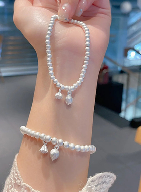 金町古法莲蓬纯银两世欢银手链女款999足银轻奢小众手饰生日礼物