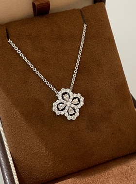 四叶草项链女款纯银满钻幸运草