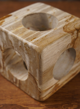 浪漫烛光晚餐立方体木化石烛台