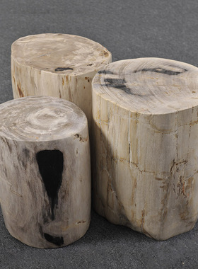 设计师款简约样板房茶几凳茶室坐凳天然木化石墩子随型木纹沙发凳