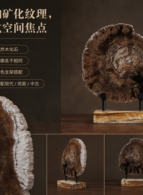 中式风复古天然树木玄关装饰