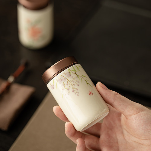 手绘釉下彩茶叶罐迷你小号密封罐陶瓷罐家用便携小茶罐防潮罐储物 - 图3