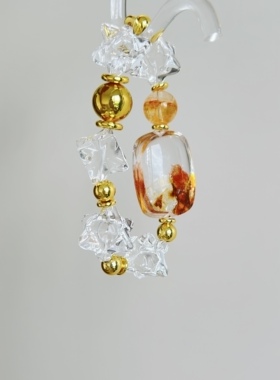 【日照金山】天然白水晶梅尔卡巴胶花平安无事牌手串单圈设计款