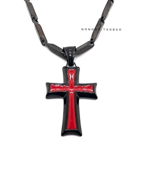 国潮原创设计暗黑复古十字架项链个性嘻哈男女街头潮流时尚毛衣链