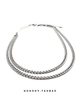 周深同款双层钛钢拼接珍珠项链