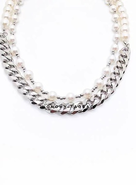 刘宇孟佳同款双层拼接项链