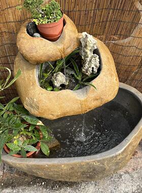 花园庭院天然原石循环水流水摆件