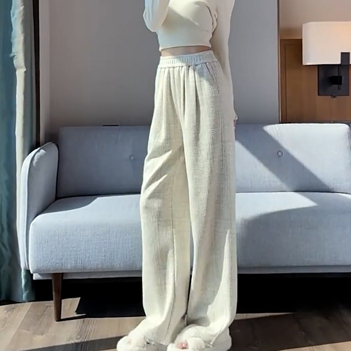 扎染糯米裤子女春季2026新款大码窄版宽松显瘦慵懒休闲直筒阔腿裤,淘宝优惠券,粉丝福利购,淘宝优惠卷