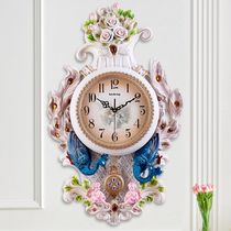 Peacock Living room hanging clock muted big number Eurostyle timepiece fashion home creative bedroom bell Decorative Clock Wall-mounted Watch