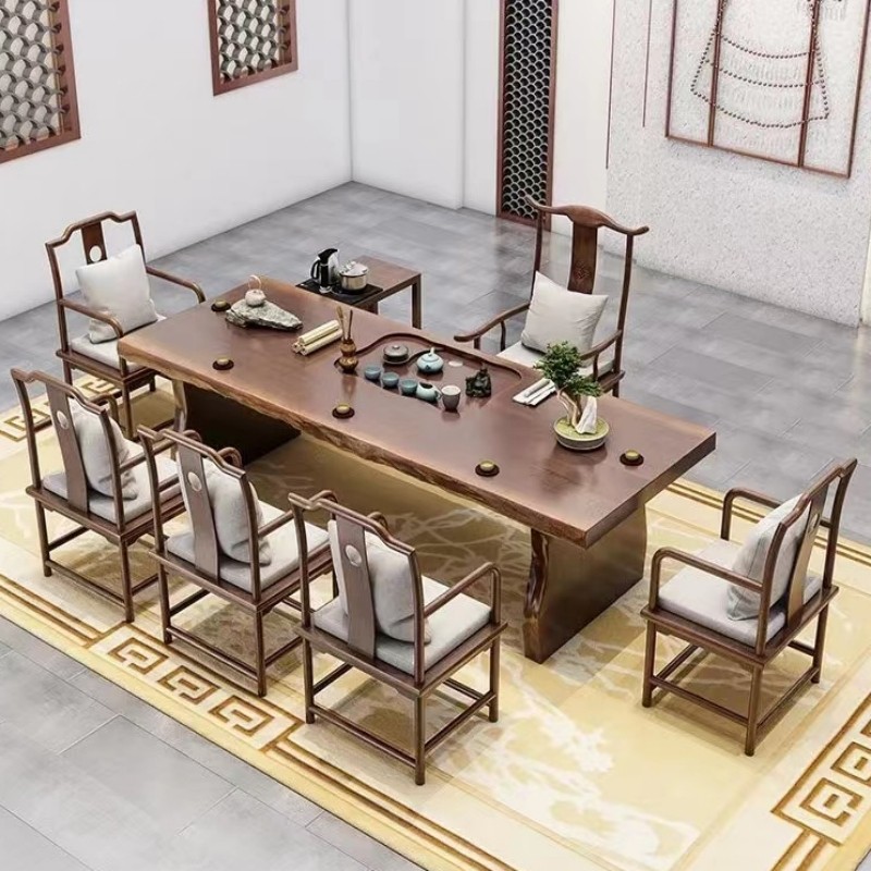 新中式大板茶桌茶具套装一体禅意办公室茶台家用实木泡茶桌椅组合,淘宝优惠券,粉丝福利购,淘宝优惠卷