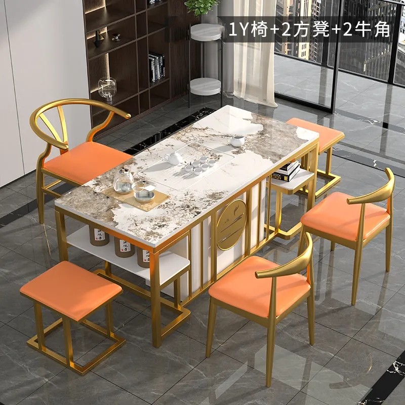 轻奢岩板茶桌椅组合办公室美容院现代泡茶桌阳台茶桌椅一体一整套,淘宝优惠券,粉丝福利购,淘宝优惠卷