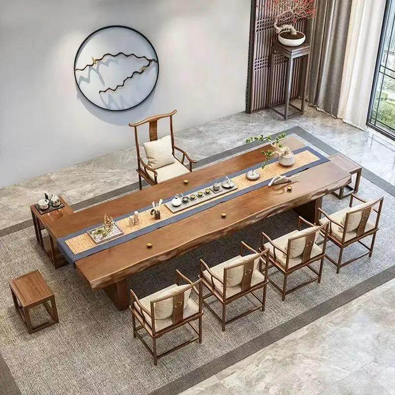 现代简约实木茶桌椅组合办公泡茶台新中式大板接待长条形整套茶桌,淘宝优惠券,粉丝福利购,淘宝优惠卷