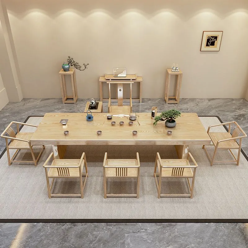 实木茶桌椅组合现代简约茶台会客区新中式办公室茶几长方形条桌,淘宝优惠券,粉丝福利购,淘宝优惠卷