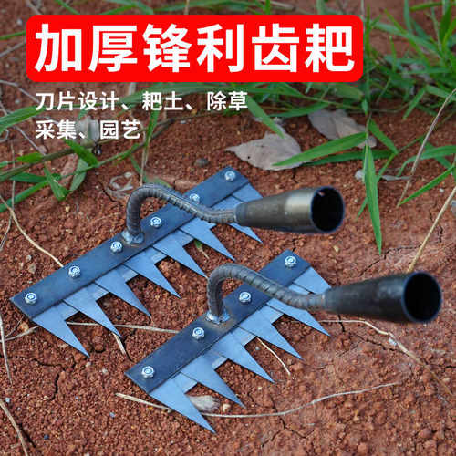 农用工具耙子搂草铁耙子多功能钢扒子钉耙除草搂草松土铁耙子抓草 - 图1