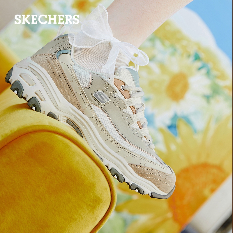 Skechers斯凯奇奶茶熊莫兰迪熊猫鞋春撞色百搭休闲鞋增高老爹鞋女 - 图3