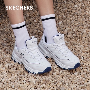 Skechers斯凯奇小白熊海军蓝老爹鞋夏季女鞋厚底增高休闲鞋运动鞋