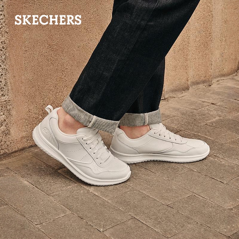 Skechers斯凯奇春夏男鞋绑带商务鞋黑色休闲皮鞋日常百搭通勤板鞋-图2