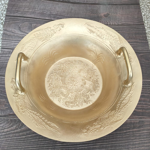 仿古龙洗盆婚庆铜盆聚宝盆洗脸洗脚黄铜盆鱼洗金盆洗手浴佛共振盆 - 图0
