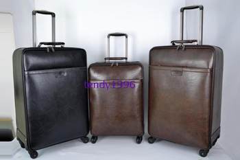 Brand business universal wheel 20/18 inch leather boarding case soft leather trolley case password travel leather luggage case 26