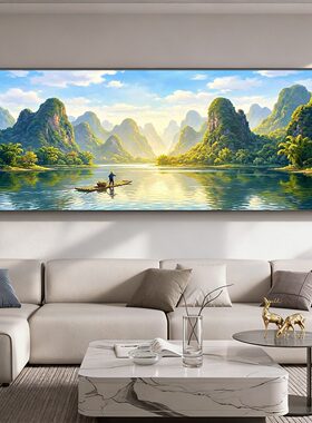 装饰画中式新客壁画沙发挂画餐厅卧室大气风景背景墙桂林山水床头