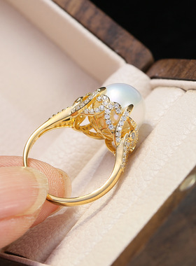 DIY配件S925纯银遮瑕款珍珠戒指