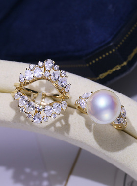 DIY配件S925纯银珍珠戒指空托