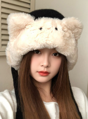 韩版飘带毛绒保暖护耳雷锋帽女