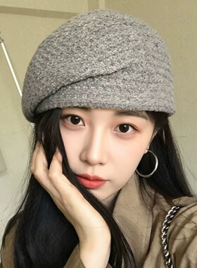 法式高级感保暖针织贝雷帽女秋冬