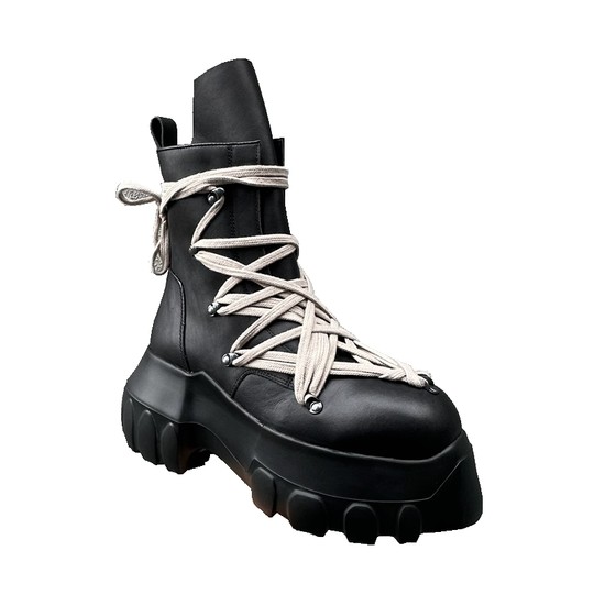 R0高帮章鱼底街潮男女五芒星绑带大头靴子高跟厚底恨天高内增高鞋