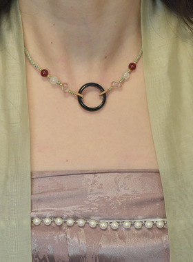 黑玛瑙跑环项链女款个性民族风