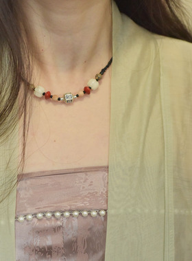 925银六字箴言短脖颈链锁骨链