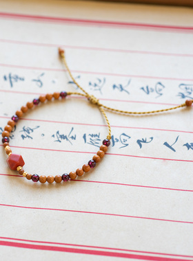 语叹|原创南红手链编绳手作新中式文艺气质显白国风高级感可调节