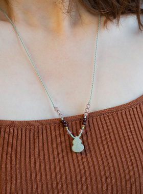 原创和田玉葫芦锁骨链高级感