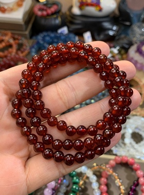 新品天然橙红色石榴石多圈手链 时尚浪漫芬达石榴石饰品礼物女款