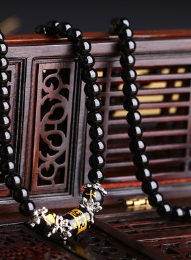 黑曜石本命年生肖男女款佛珠手链