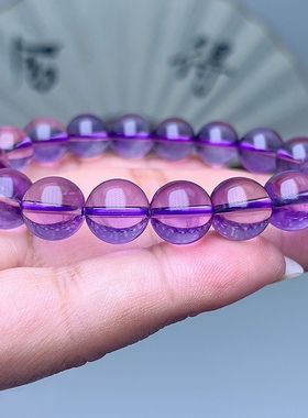 新品天然紫水晶手链波利维亚紫天空之镜淡紫色紫水晶手串礼物饰品