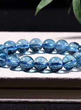天然水晶半宝石蓝色情侣佛珠新品