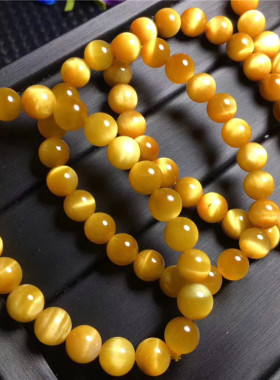 新品天然金虎眼单圈手链8-14mm大颗粒手串虎睛石金眼男女款礼物饰