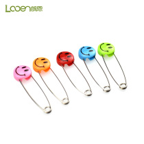 Versatile Dont pin cute smiley face midnumber pin Colorful Braided Tick buckle Stainless Steel Children Safety Pins