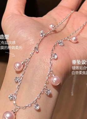 小众珍珠锁骨链女简约百搭