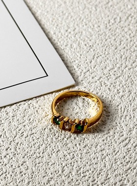 森系绿色系能量绿水晶戒指