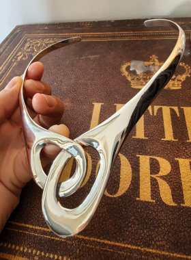 意大利手工一体无焊接纯银复古大项圈925银项链中古着首饰vintage