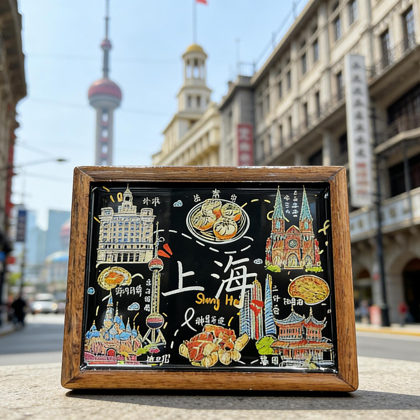 上海创意纪念文创东方明珠外滩迪士尼城市景点冰箱贴小黑板磁性贴