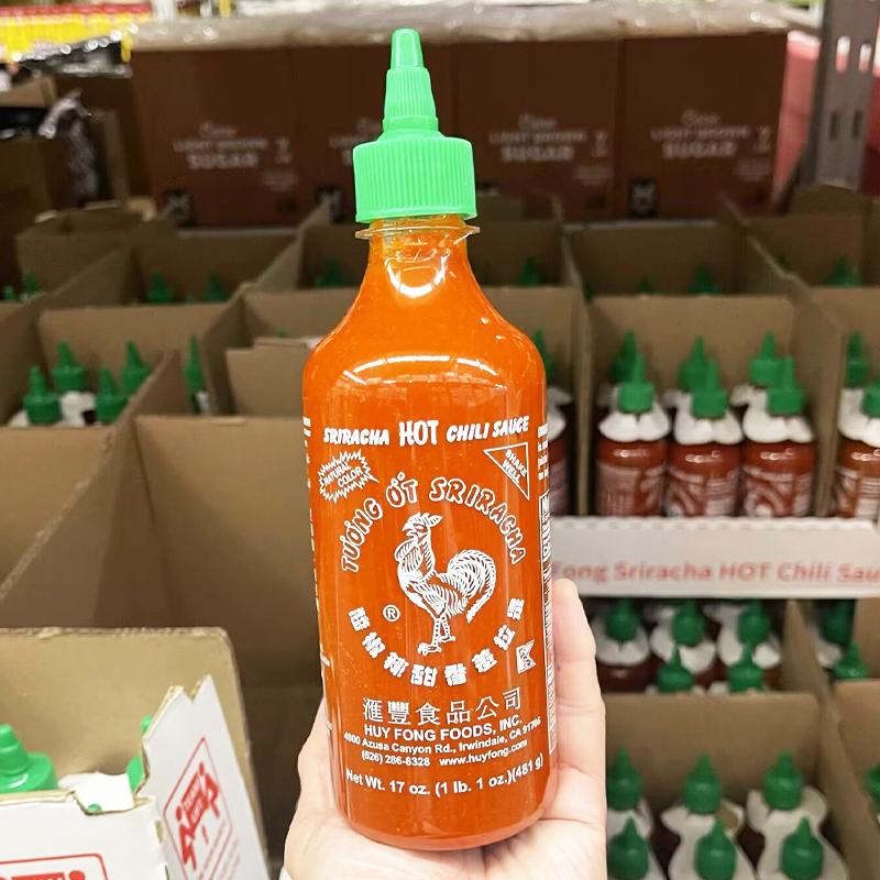 现货保税Sriracha汇丰是拉差蒜蓉甜辣椒酱红公鸡泰式炸鸡蘸酱481g - 图0