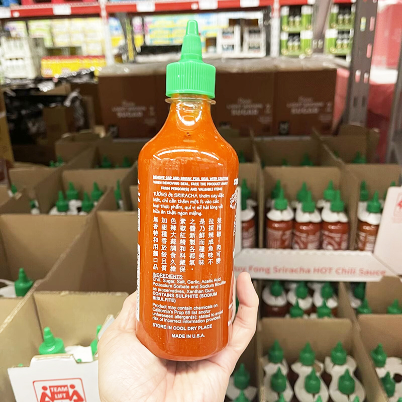 现货保税Sriracha汇丰是拉差蒜蓉甜辣椒酱红公鸡泰式炸鸡蘸酱481g - 图2