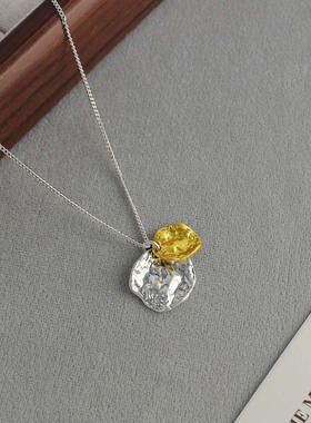 25年新款日系圆片项链小众简约设计冷淡高级感温金温银肌理锁骨链