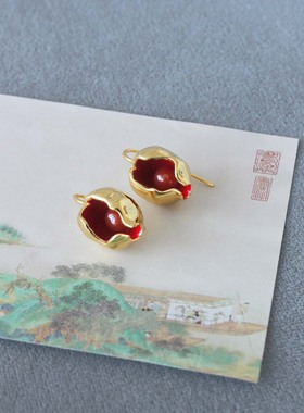 自然系列铃兰花项链 新中式简约精致优雅红玛瑙铃兰花耳钩蛇骨链