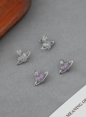 西太后新款不规则爱心项链经典款爆款高级感地球仪爱心耳钉锁骨链