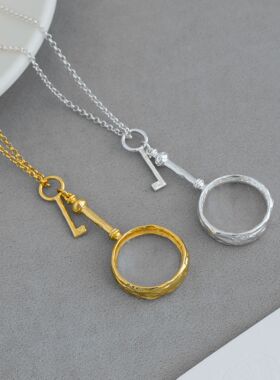 KEIG*家放大镜项链 小众设计高级个性肌理纹理感放大镜长款锁骨链